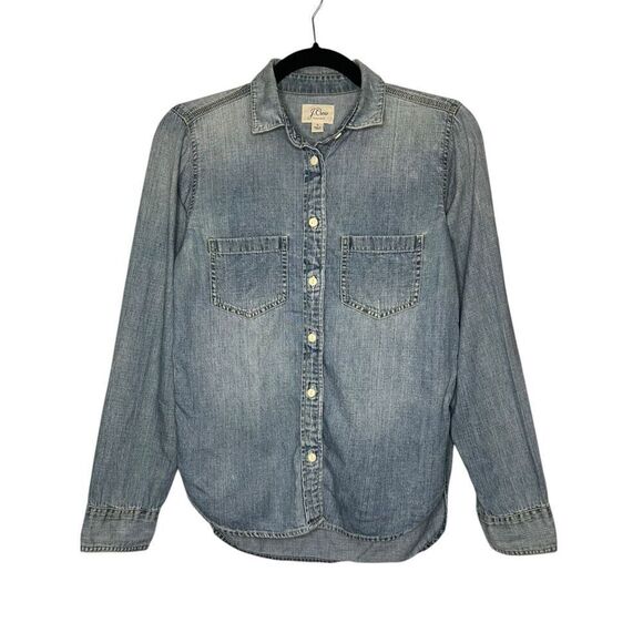 J. Crew Everyday Chambray Long Sleeve Button Up Shirt Women’s 0 - Picture 1 of 5